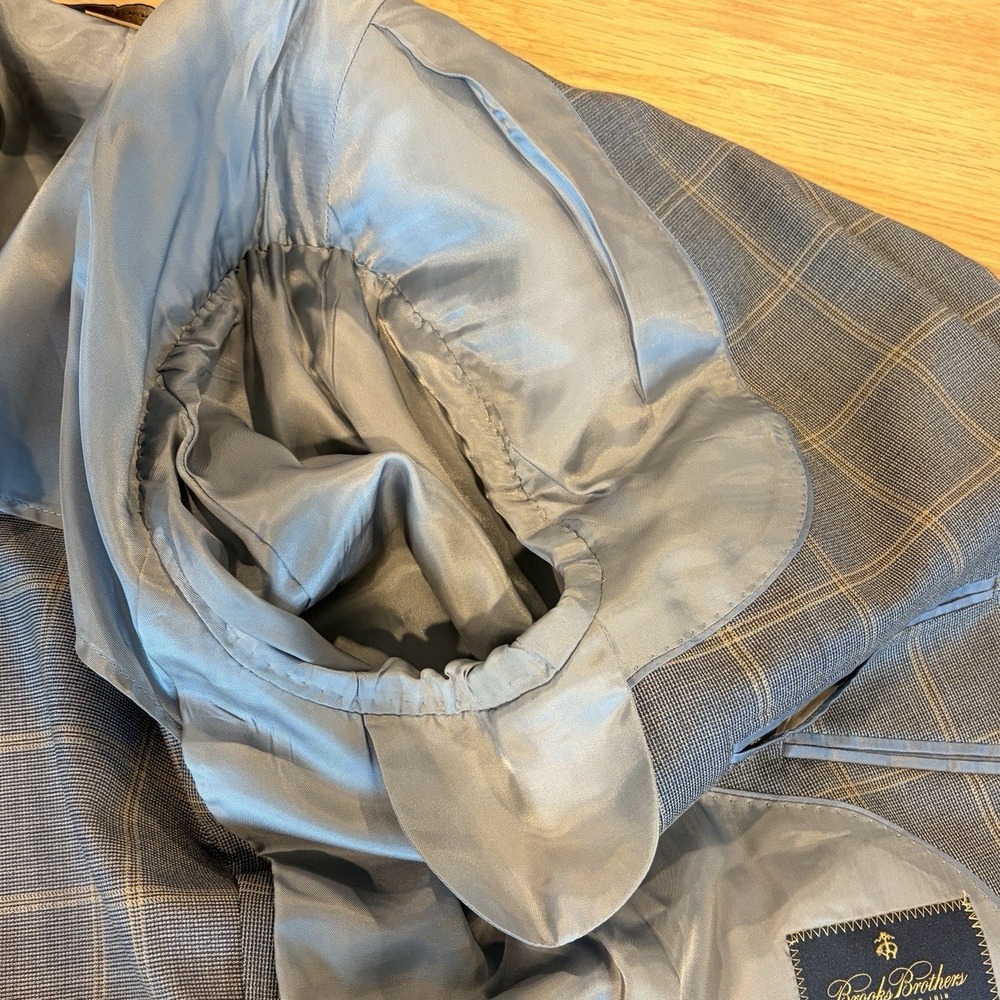 Brooks Brothers BrooksCool Madison Fit 42L Sport Coat Windowpane Gray Summer - Picture 10 of 16